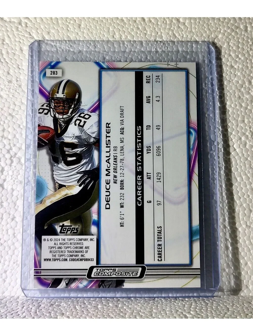 Deuce McAllister 2023 Topps Chrome NFL #283 Football Card New Orleans Saints